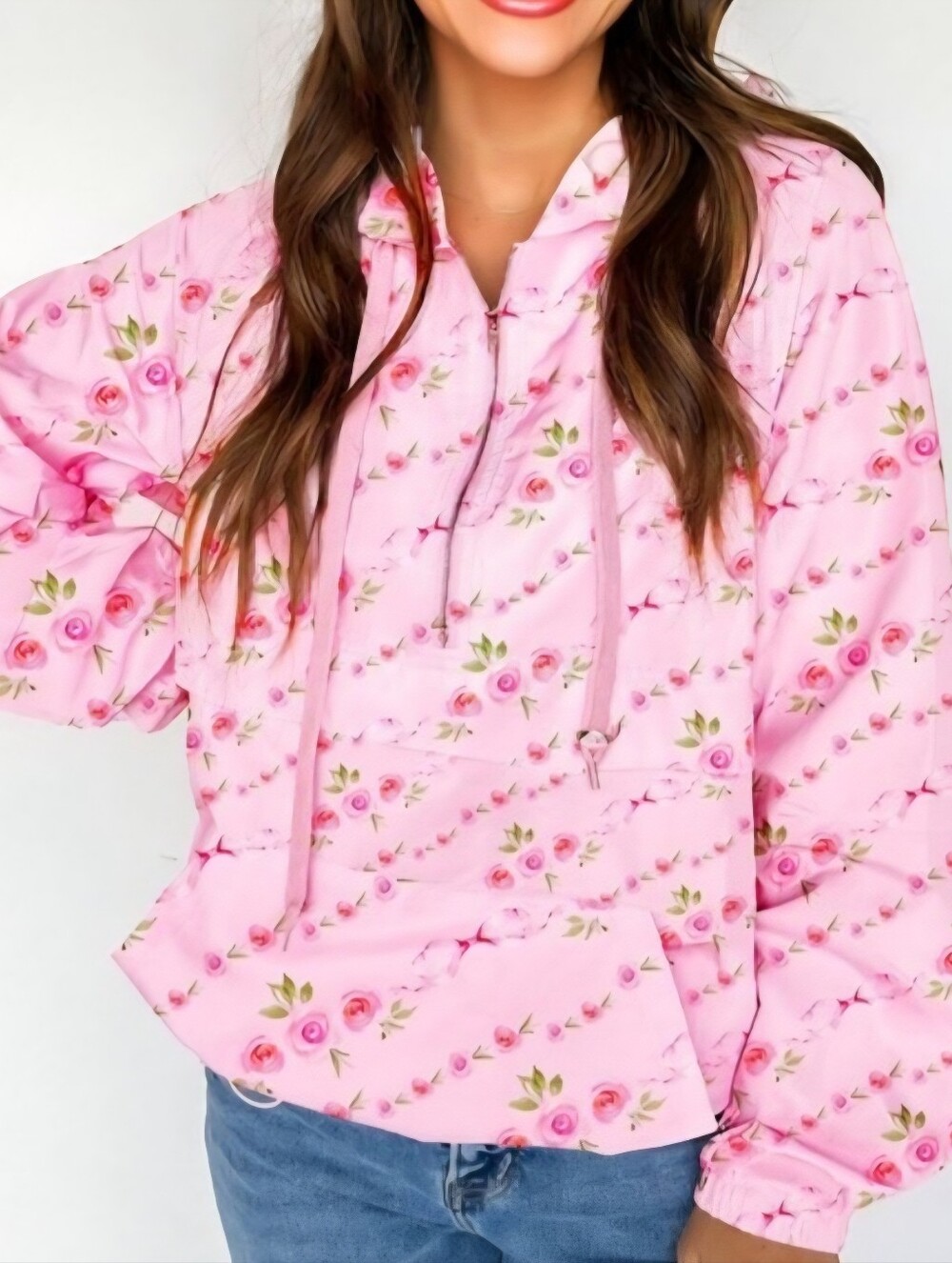 State of Fashion Women's Pink Floral Hoodie Jacket New Size Medium New
